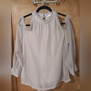 Maurices Women's Sheer Blouse with Polka Dots - Lilac